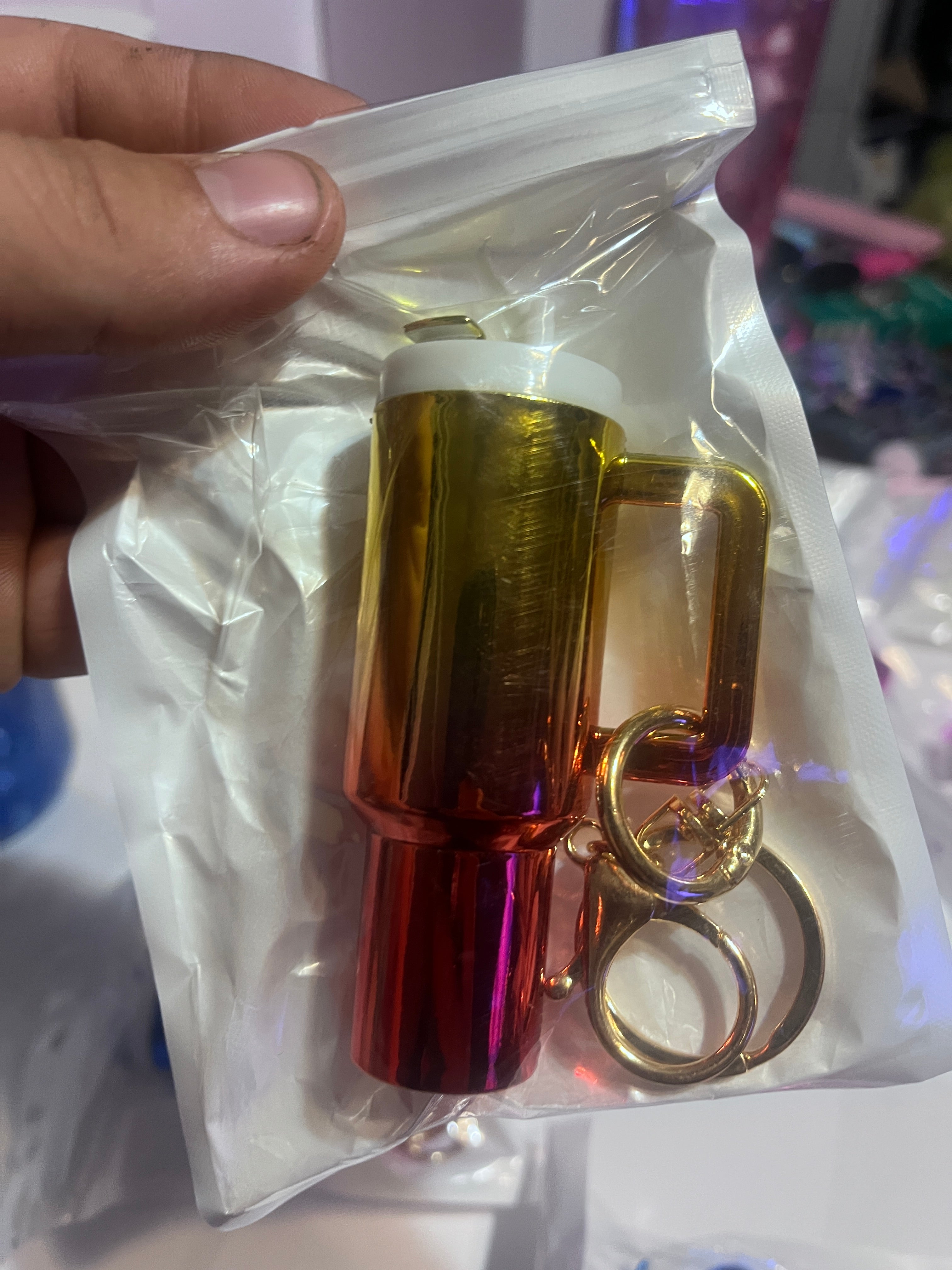 Metallic keychain tumbler