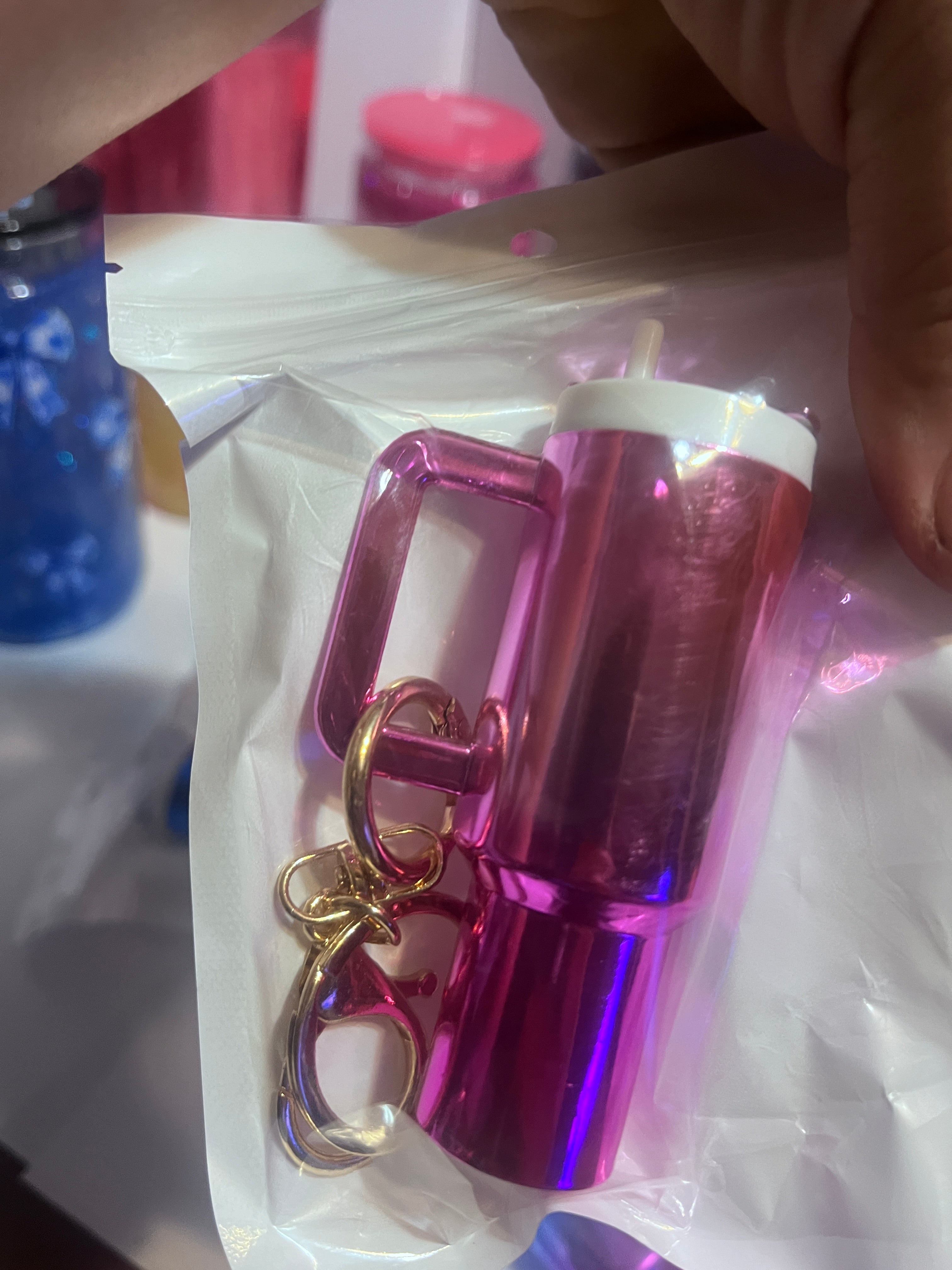 Metallic keychain tumbler