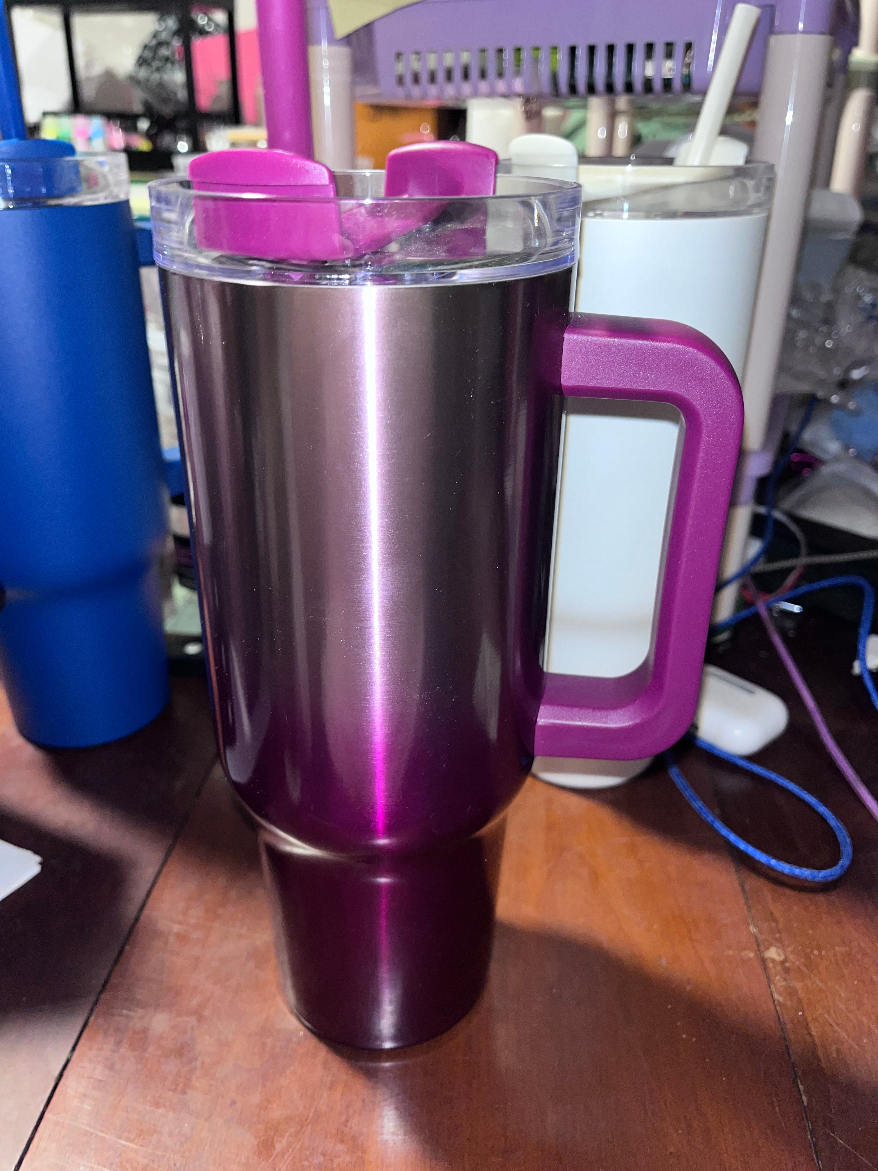 40 oz metal tumbler half Handle