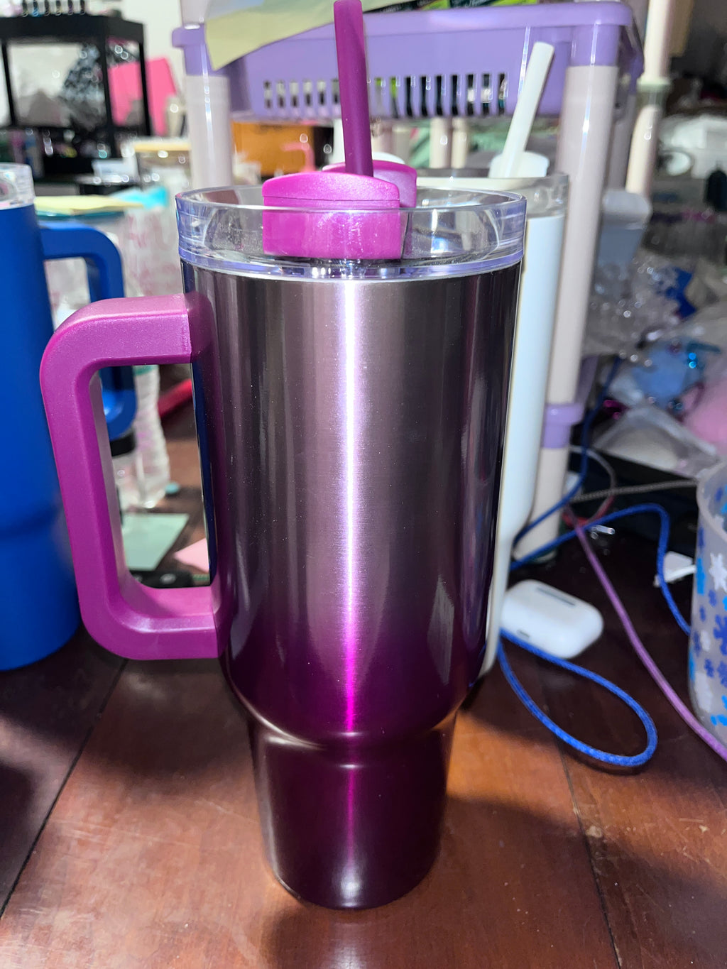 40 oz metal tumbler half Handle