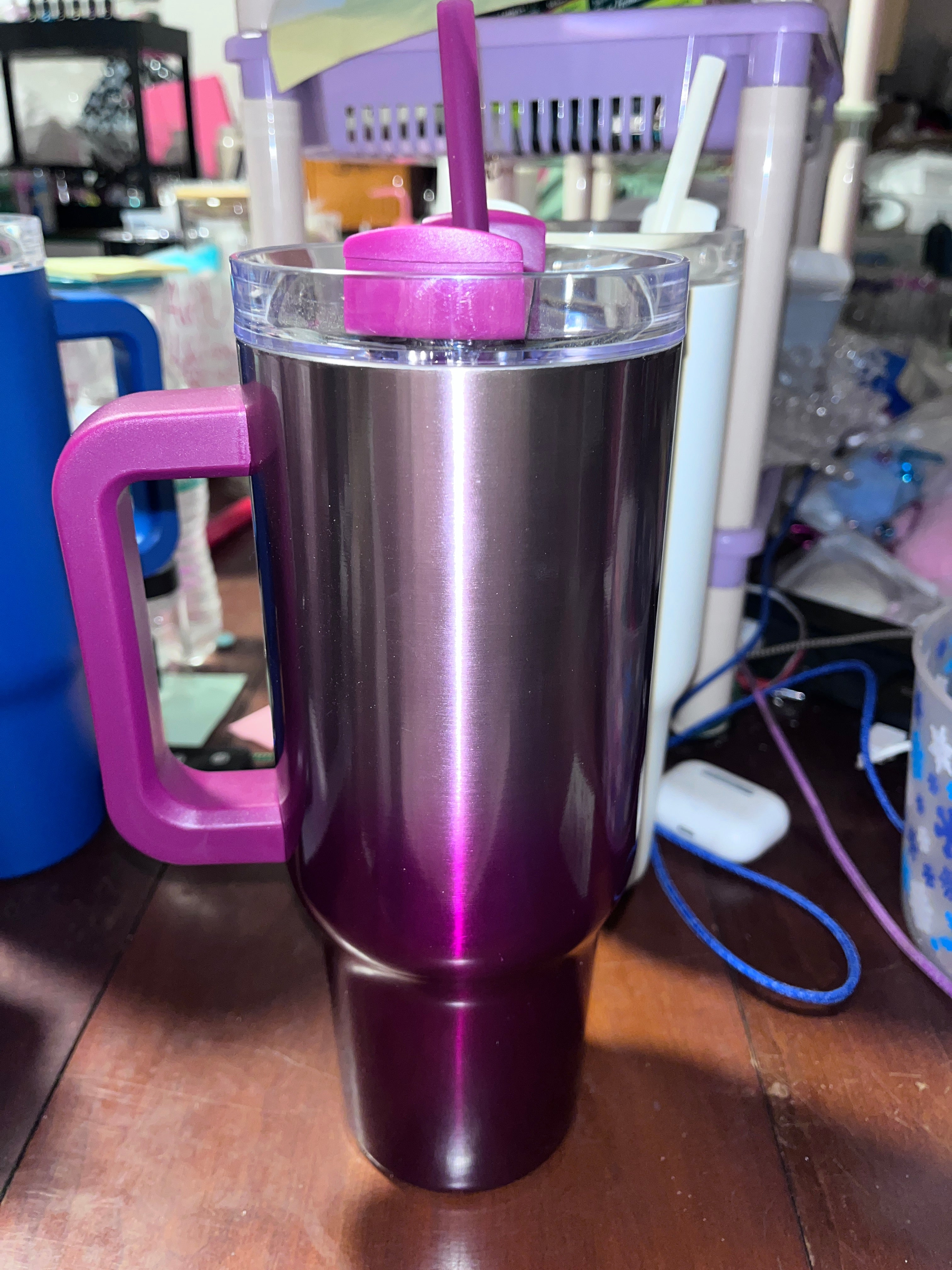 40 oz metal tumbler half Handle