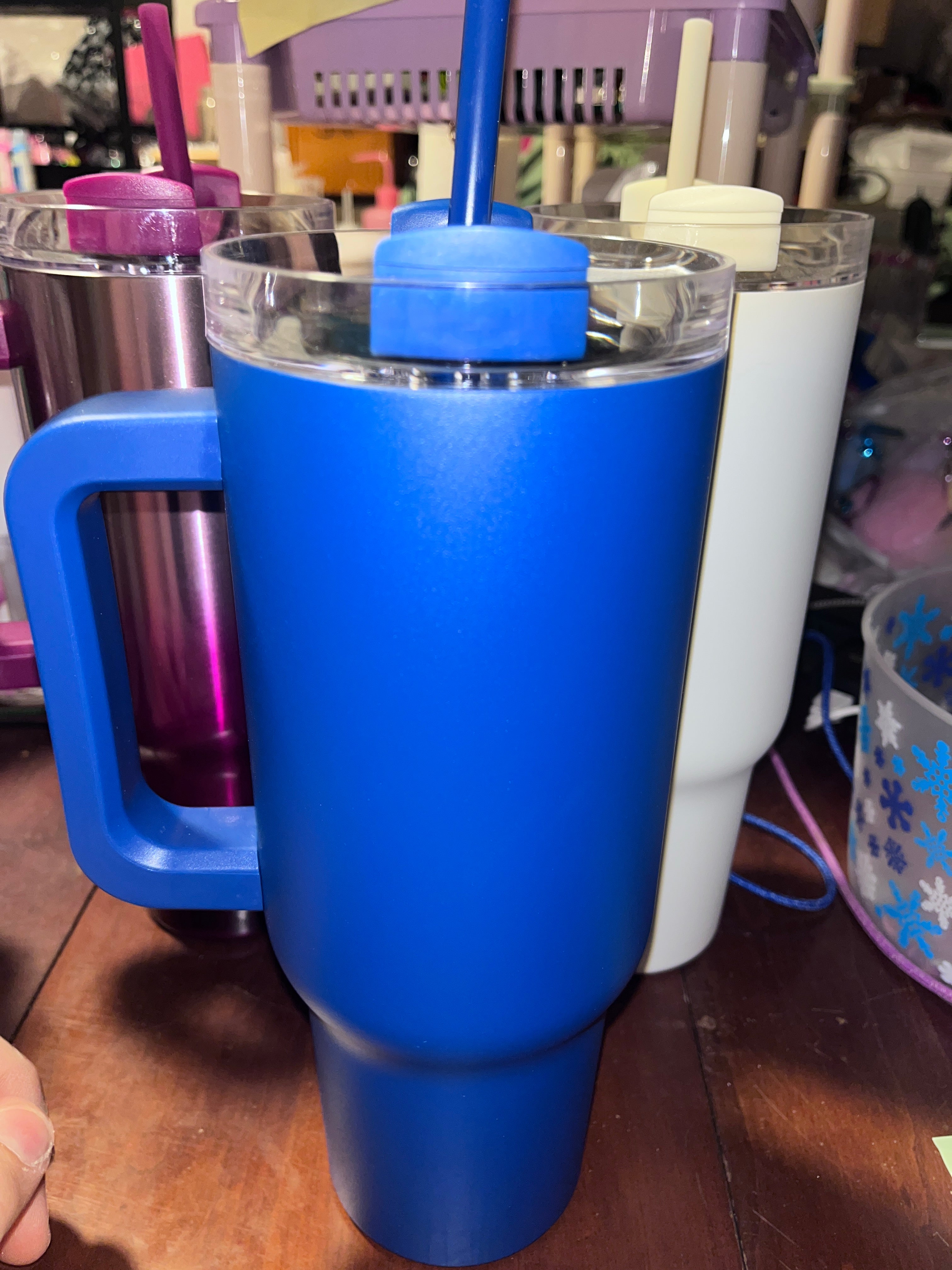 40 oz metal tumbler half Handle