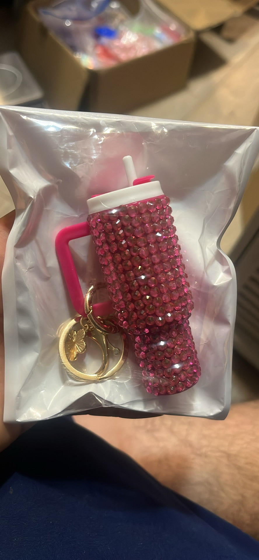 Rhinestone keychain tumbler