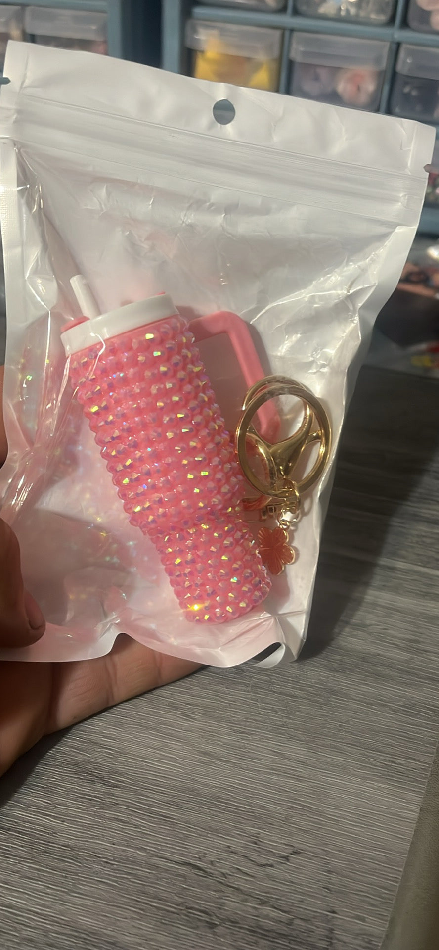 Rhinestone keychain tumbler