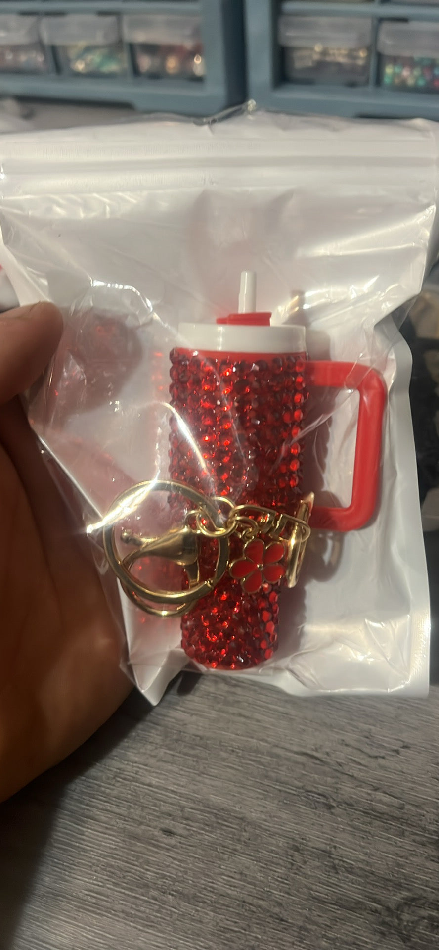 Rhinestone keychain tumbler