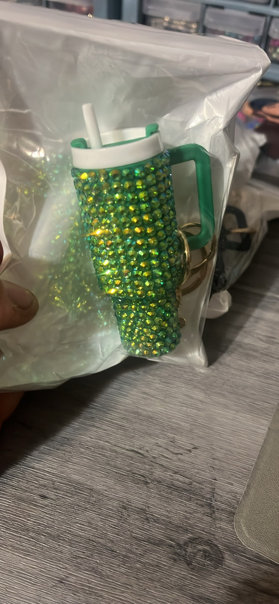 Rhinestone keychain tumbler
